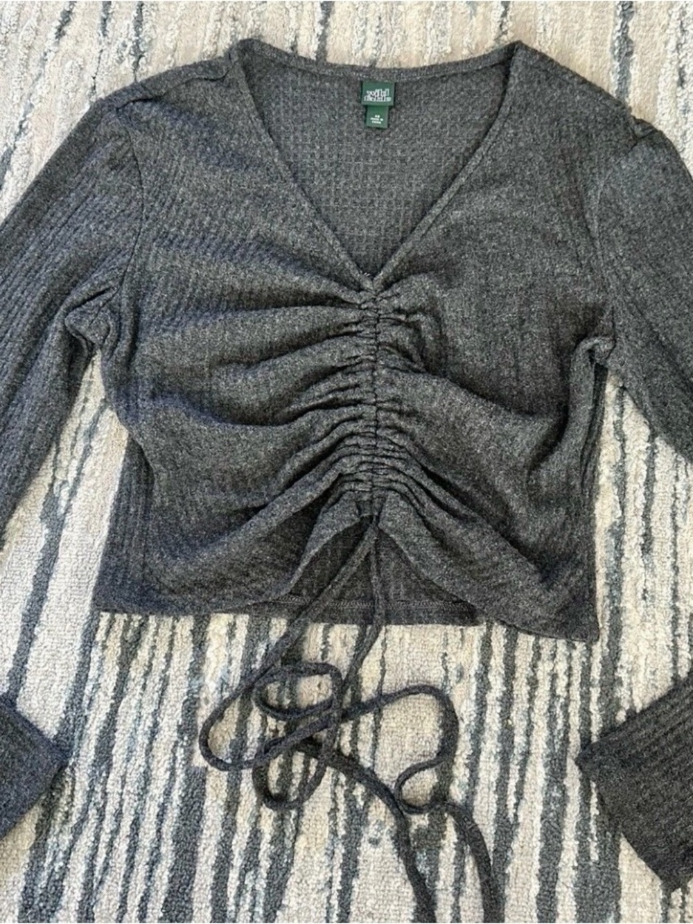 wild fable‎ Charcoal Ruched Long Sleeve Tee